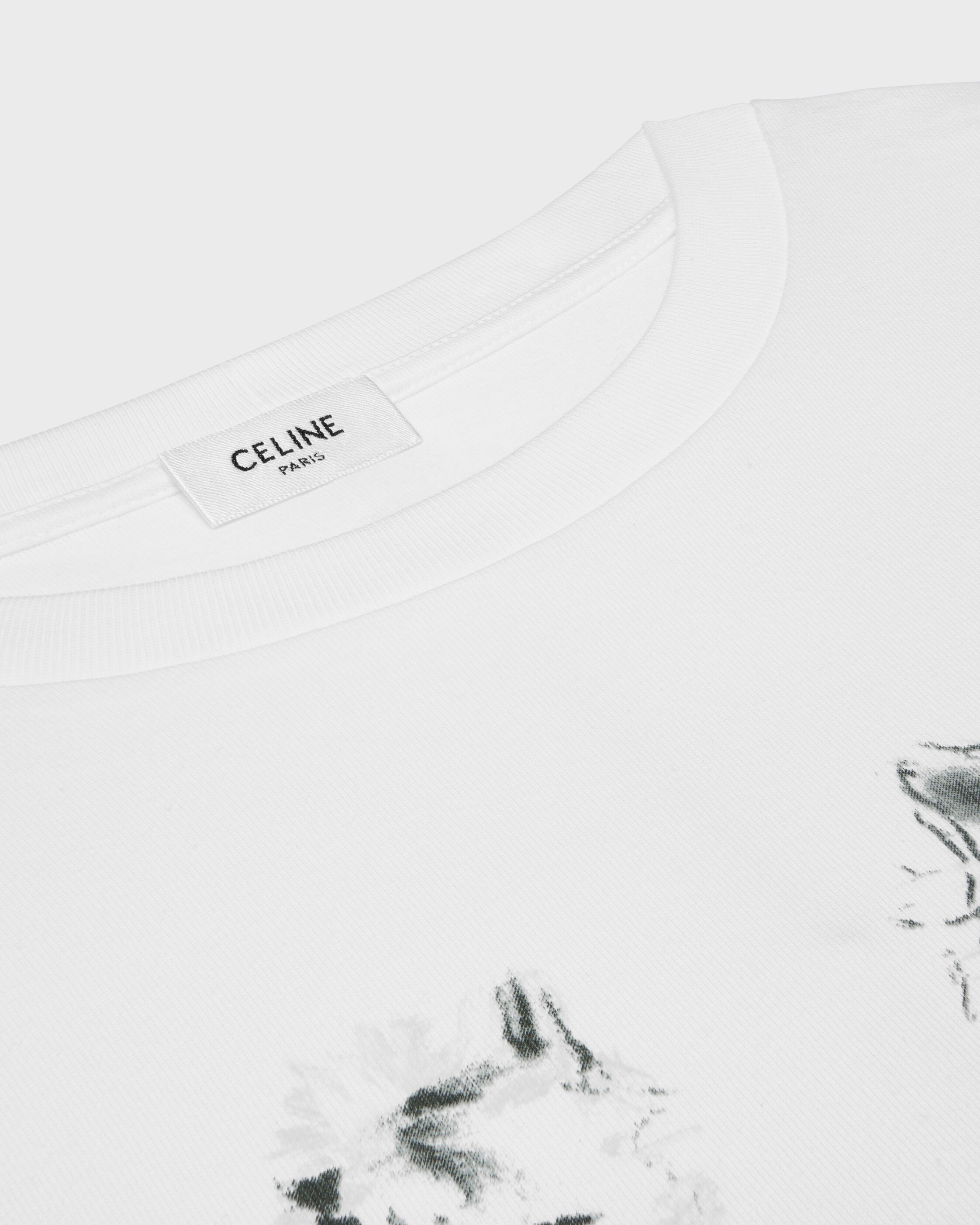 oversized t-shirt IN cotton jersey - OFF WHITE/GRIS | CELINE