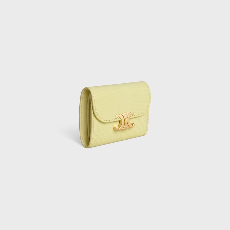 CARTEIRA COM ABA TRIOMPHE PEQUENA EM LAGARTO - CITRUS - CARTEIRAS - 1 | CELINE