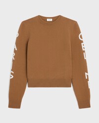 JERSEY CON CUELLO REDONDO DE LANA DE CACHEMIRA - CAMEL/BLANCO -  - 1 | CELINE