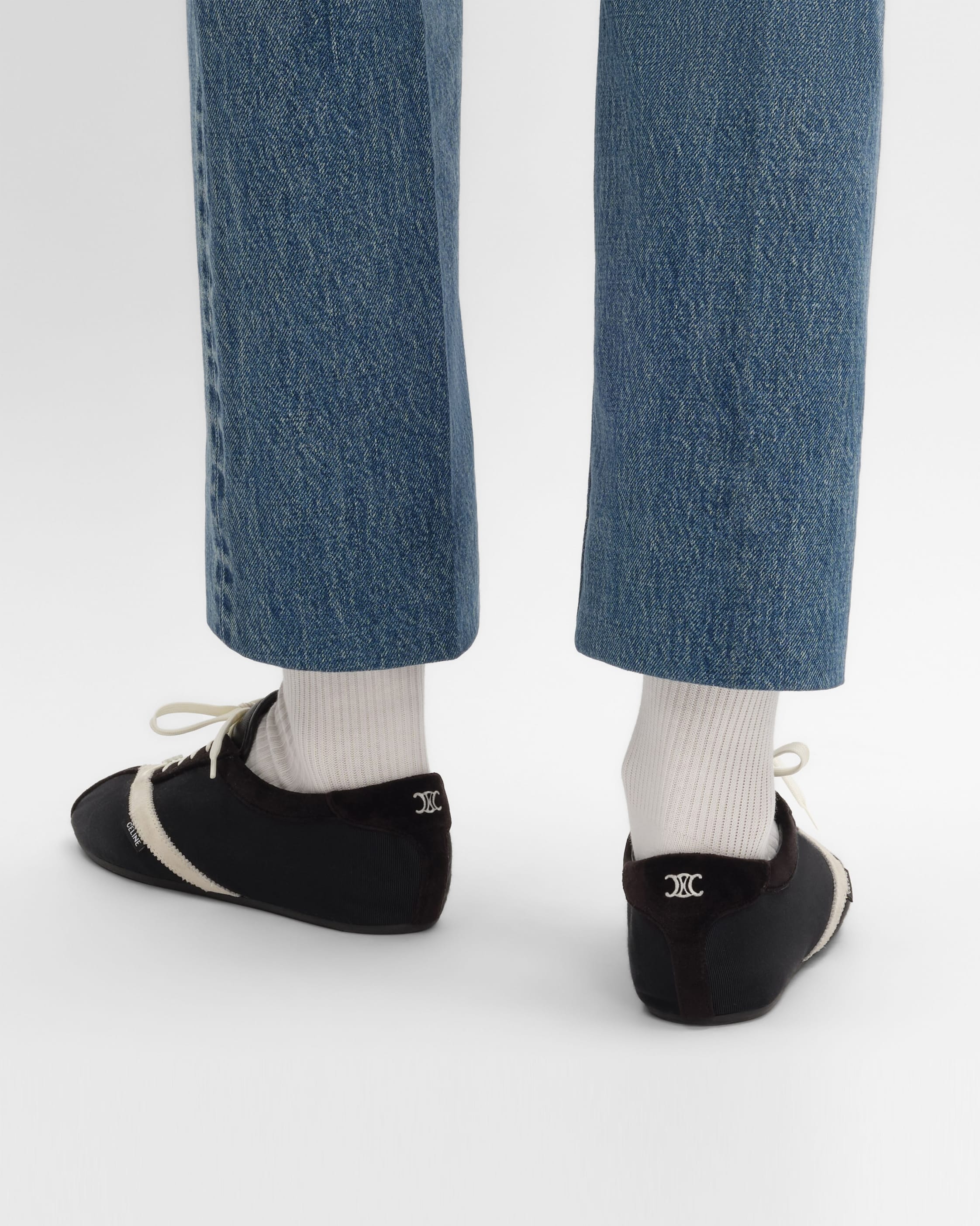 THE FLAT SNEAKER IN GROS GRAIN, VELVET, SUEDE CALFSKIN AND