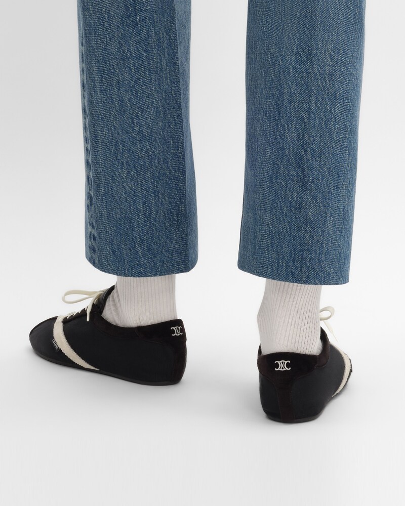 THE FLAT SNEAKER EN GROS GRAIN, VELOURS, CUIR DE VEAU VELOURS ET CUIR D'AGNEAU - NOIR/BLANC -  - 1 | CELINE
