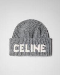 หมวกบีนนี่ทำจากผ้าวูลแคชเมียร์ - สีเทาอ่อน/สีเทา -  - 1 | CELINE