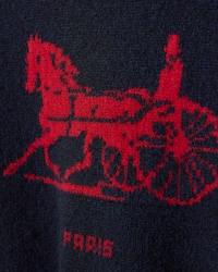 RUNDHALSPULLOVER AUS LAMMWOLLE - MARINEBLAU/ROT -  - 2 | CELINE