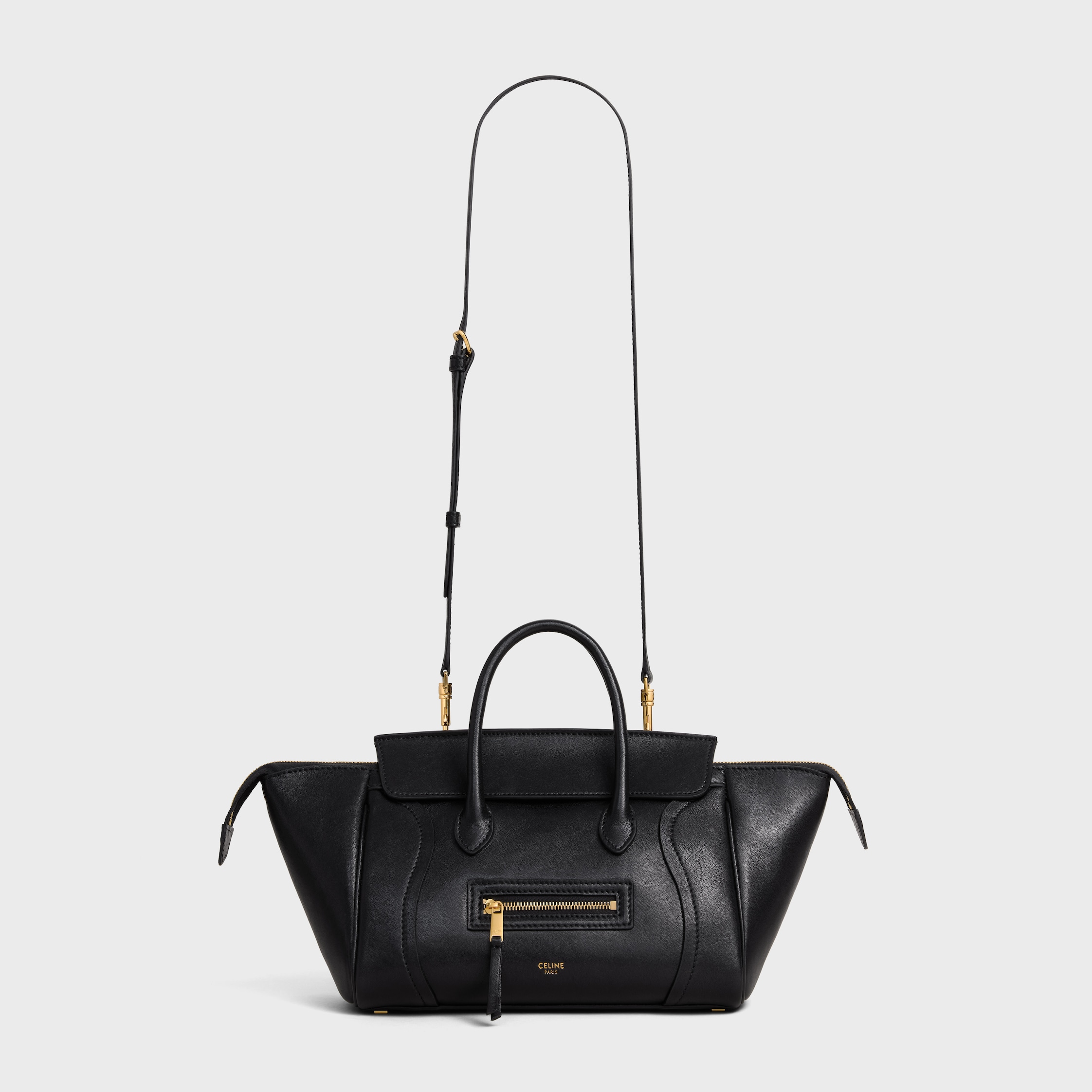 LITTLE LUGGAGE IN SUPPLE SHINY LAMBSKIN - BLACK | CELINE