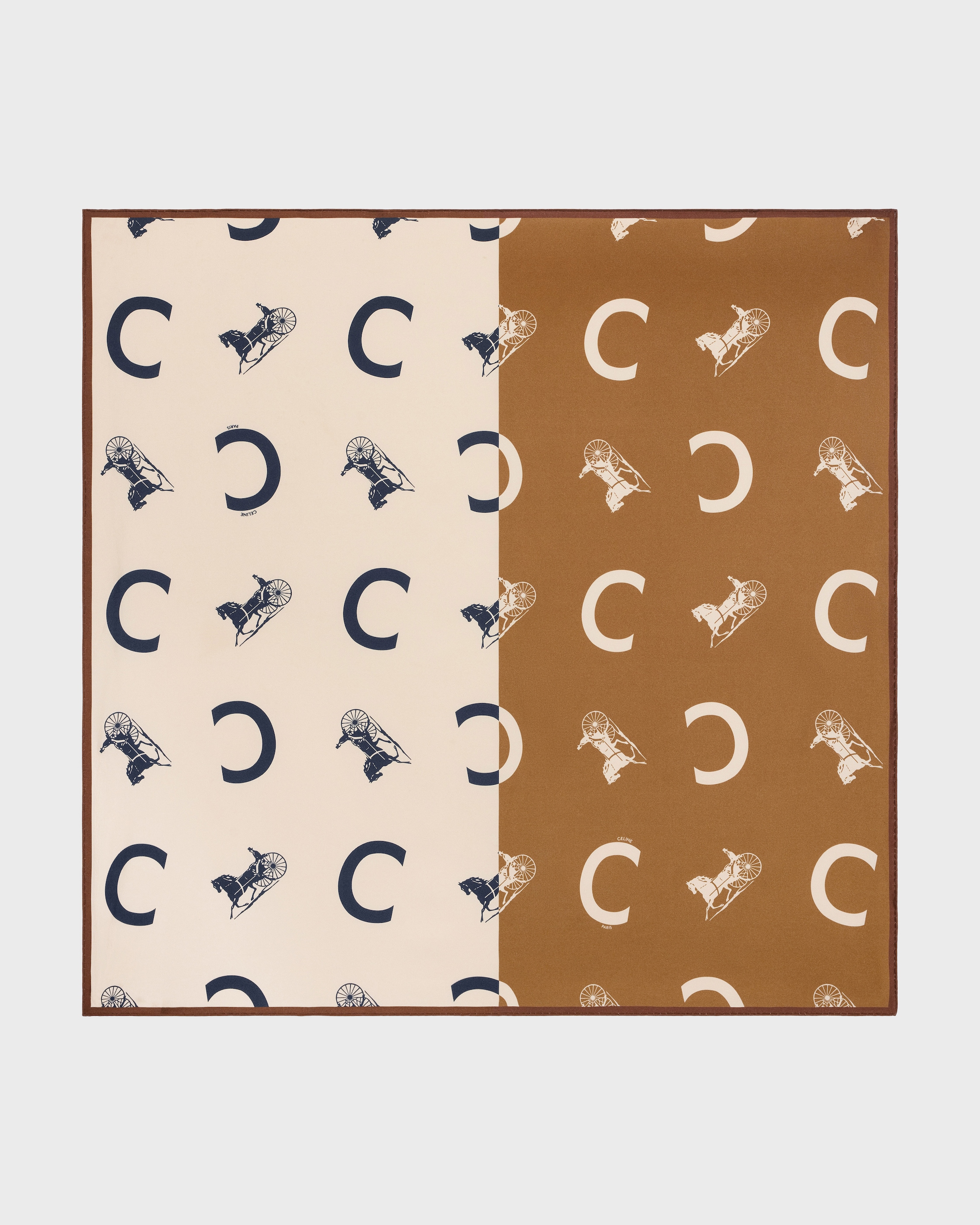 C CALÈCHE SPLIT FOULARD 90 - OFFWHITE/CAMEL | CELINE