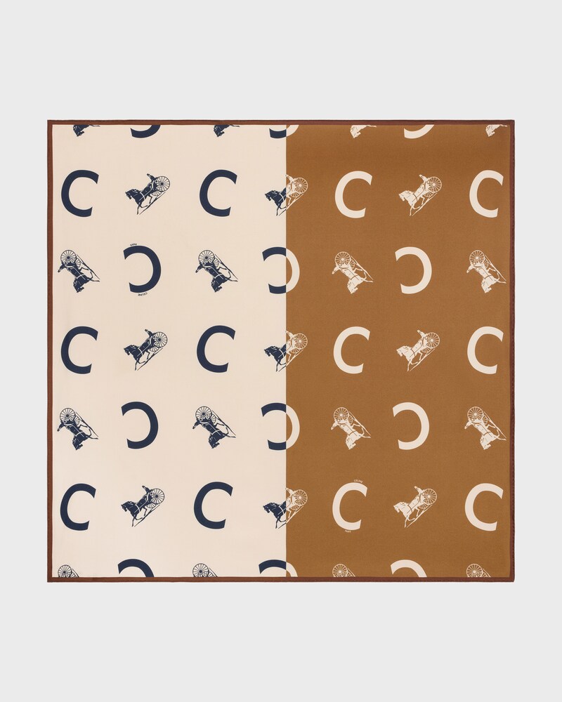 carr&eacute; twill soie - OFFWHITE/CAMEL -  - 1 | CELINE