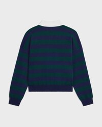 polo sweater IN striped wool - NAVY/GREEN -  - 2 | CELINE
