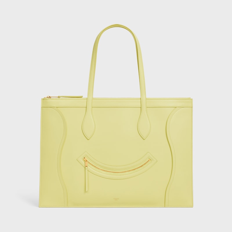 FLAT LUGGAGE光面牛皮革手袋 - 柑橘色 - LUGGAGE - 1 | CELINE