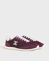 CELINE RACER NIEDRIGER SCHNÜR-SNEAKER MIT TRIOMPHE AUS NYLON, KALBSVELOURSLEDER UND KALBSLEDER - PFLAUME -  - 2 | CELINE