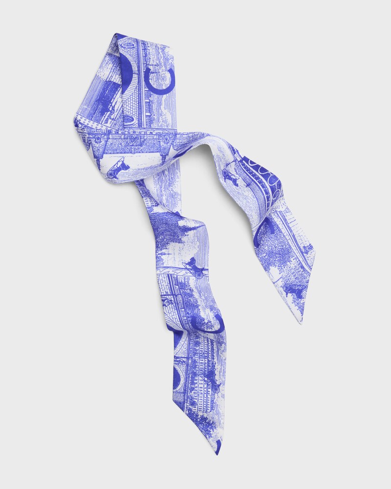 lavalliere IN silk twill - WHITE/BLUE -  - 1 | CELINE