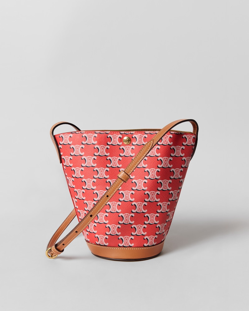 MINI BUCKET IN TRIOMPHE CANVAS - RED / BLACK / WHITE - TRIOMPHE CANVAS - 1 | CELINE