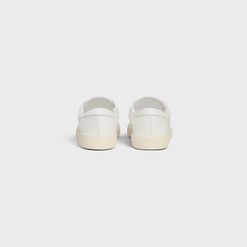 CELINE LOU LOW LACE-UP SNEAKER WITH TRIOMPHE IN CANVAS AND CALFSKIN - WHITE -  - 1 | CELINE