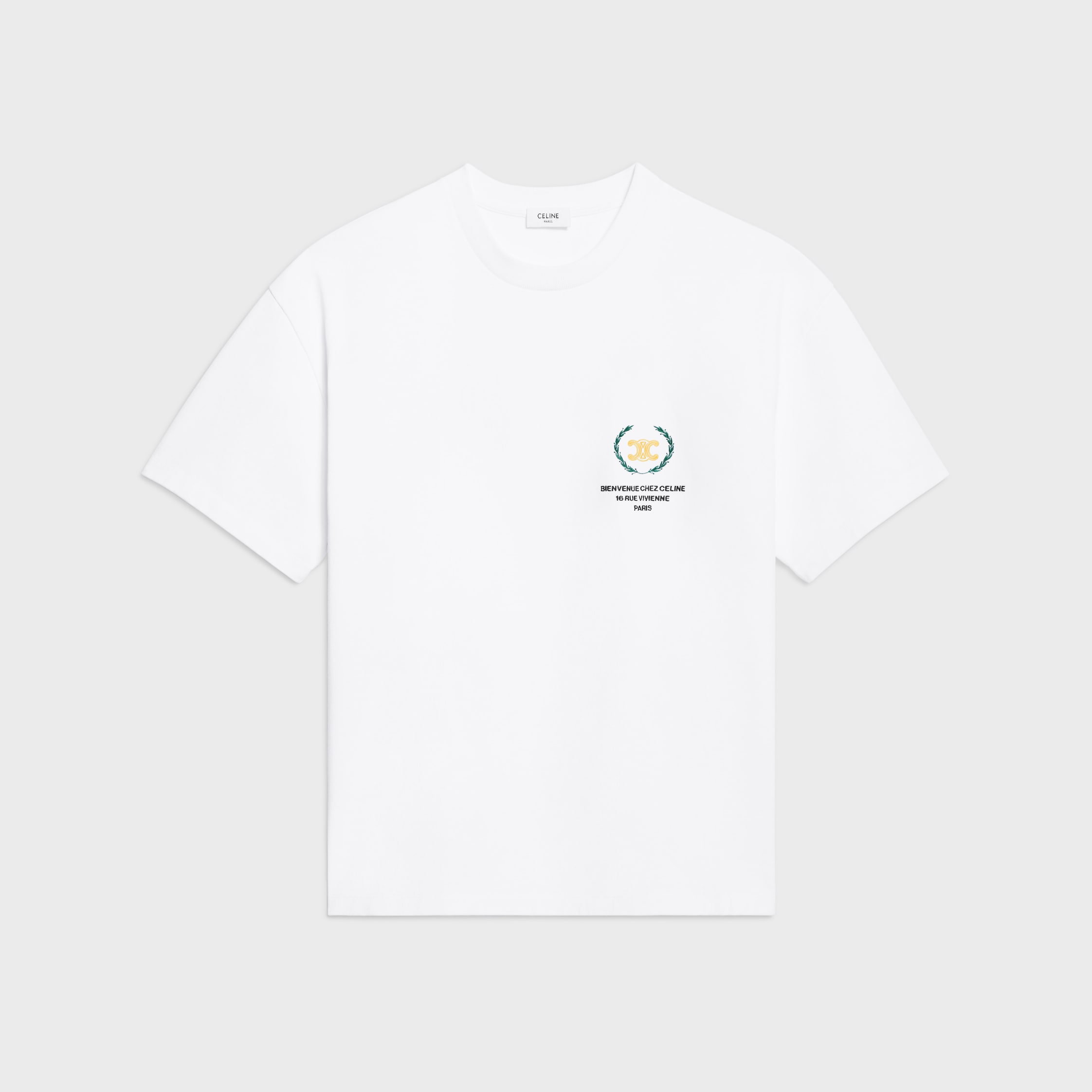 t-shirt IN cotton jersey - OFF WHITE/JAUNE | CELINE