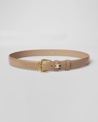 VIVIENNE BELT 25MM IN TAURILLON LEATHER WITH ENAMELLED TRIOMPHE - BROWN SEPIA / RICE -  - 2 | CELINE