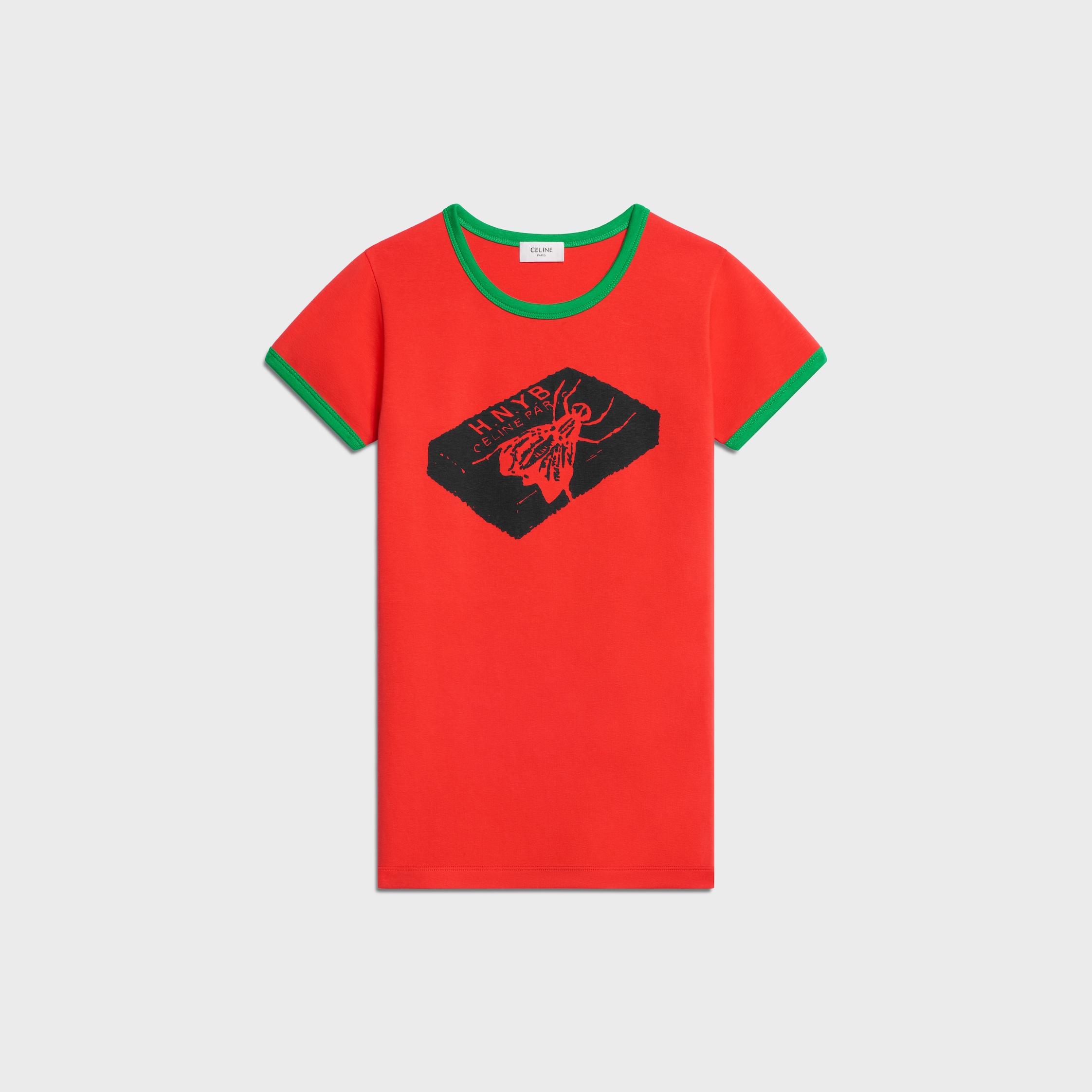 CELINE ハリーズ パリ バー Tシャツ / リブ編みコットンジャージー