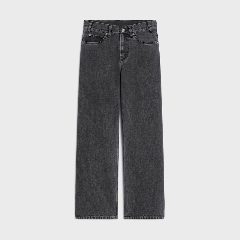 VAQUEROS JOLENE DE DENIM DE ALGODÓN - CARBÓN + LÁMINA DORADA REPUJADA -  - 1 | CELINE