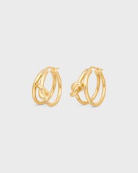 Knot Double Hoops in Brass with Gold Finish - GOLD - DRAWING SERIES - 2 | CELINE
