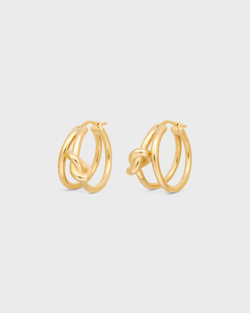 Knot Double Hoops in Brass with Gold Finish - GOLD - KNOT - 1 | CELINE