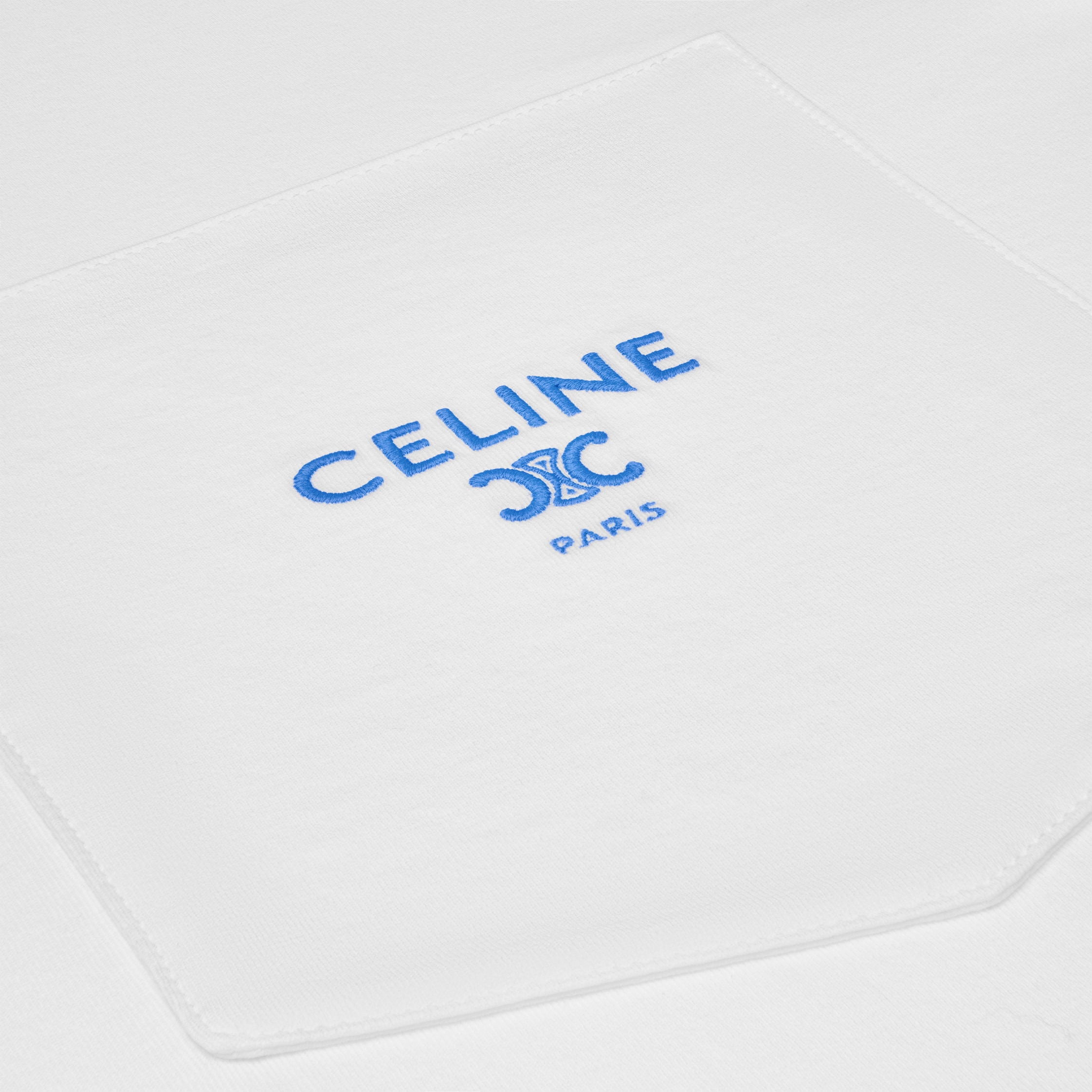 mock neck t-shirt IN cotton jersey - OFFWHITE/DENIM BLUE | CELINE