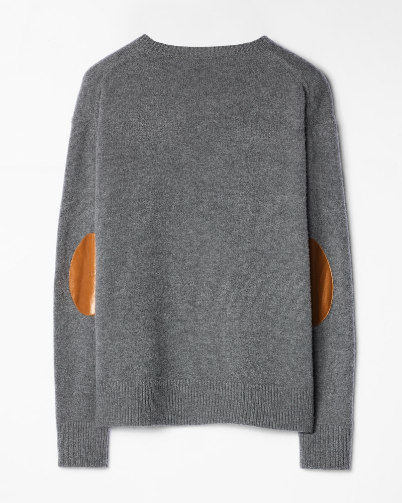CLASSIC ELBOW-PATCH CREWNECK - SMOKE GREY -  - 1 | CELINE