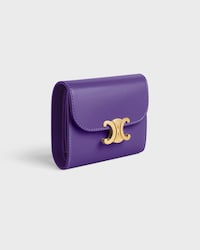 Small Flap Wallet TRIOMPHE IN Shiny calfskin - PURPLE - WALLETS - 2 | CELINE