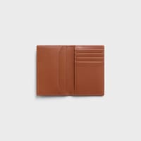 VERTICAL CARD HOLDER IN SMOOTH LAMBSKIN - TAN / BLACK - CARD HOLDERS - 2 | CELINE