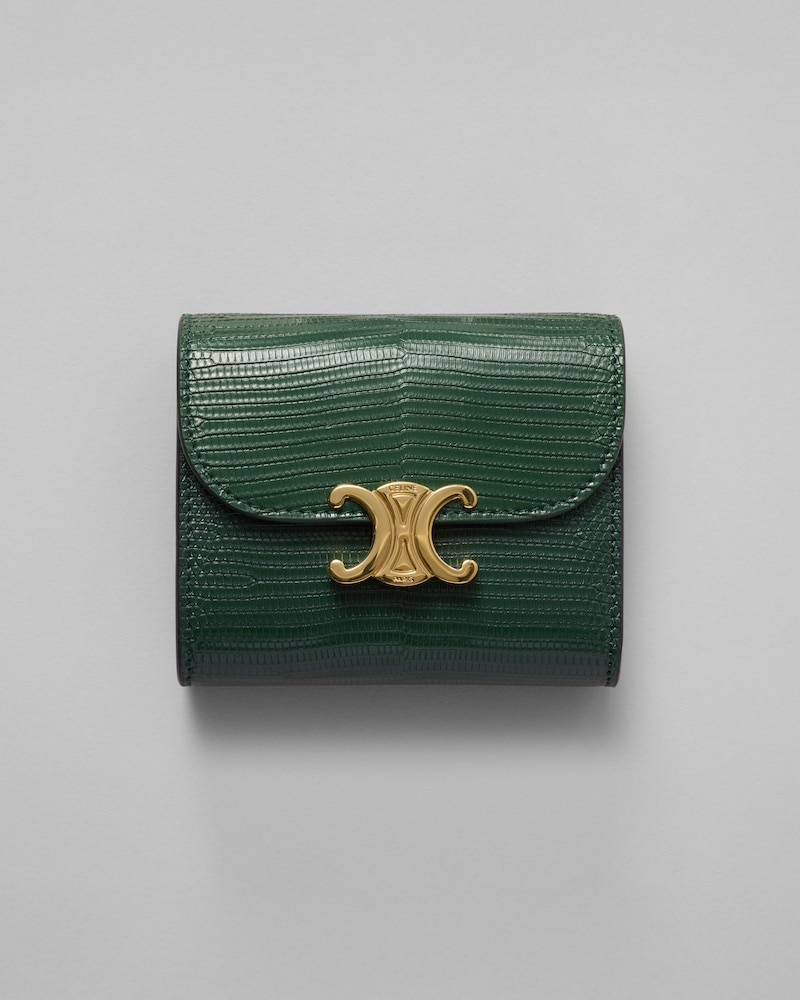 Petit portefeuille Triomphe LÉZARD - VERT PIN - PORTEFEUILLES - 1 | CELINE
