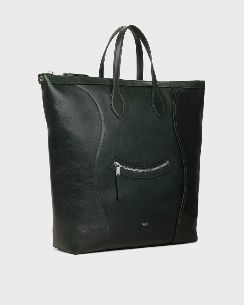 BOLSO CABAS LUGGAGE VERTICAL DE PIEL DE BECERRO BRILLANTE - BOSQUE OSCURO - BOLSOS TOTE - 1 | CELINE