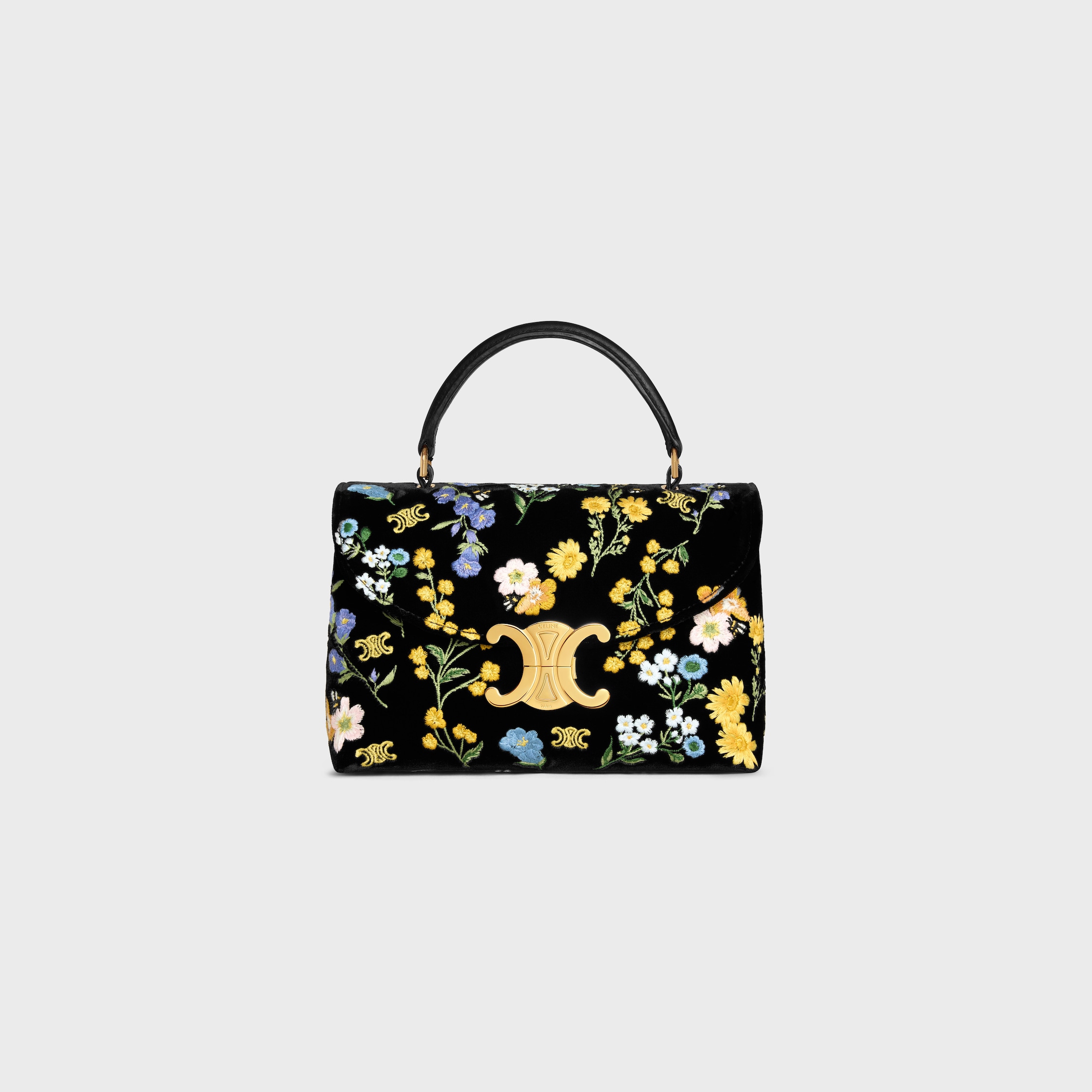 TEEN NINO BAG IN VELVET WITH FLORAL EMBROIDERY - MULTICOLOR | CELINE