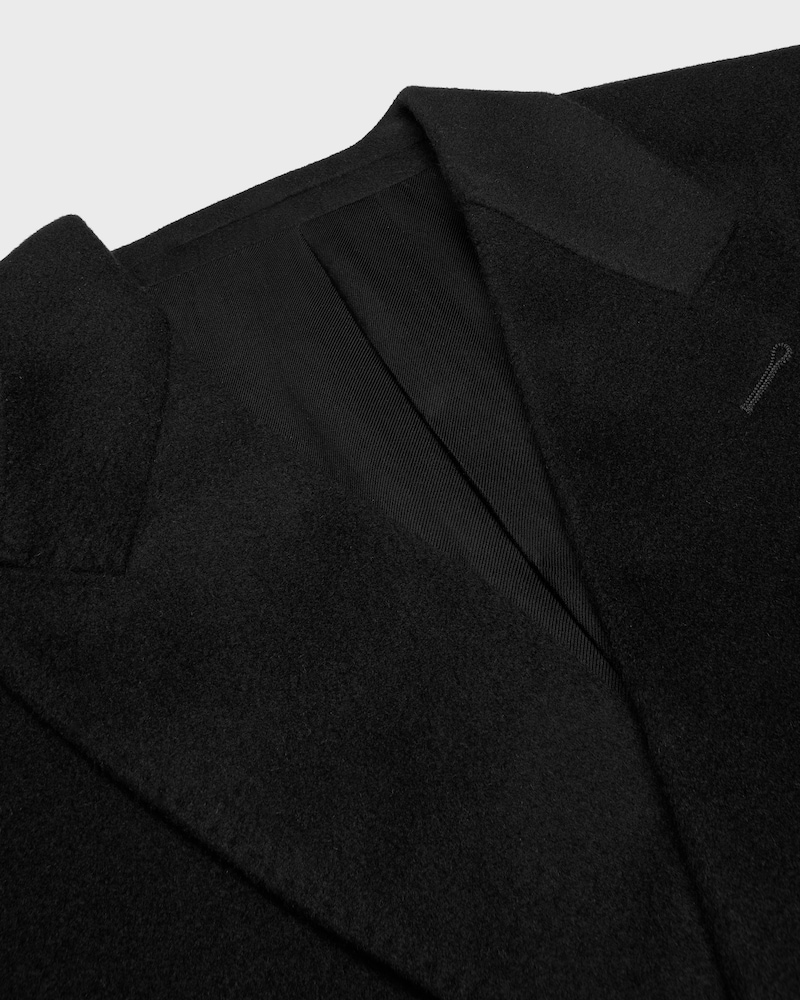 manteau crois&eacute; Drap de laine - Noir -  - 1 | CELINE
