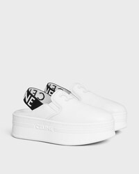 CELINE BLOCK WEDGE MULE IN Calfskin and Textile with Celine jacquard - OPTIC WHITE / BLACK -  - 2 | CELINE