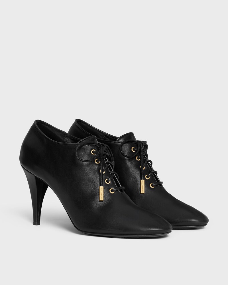 BALLERINE LACÉE À TALON SOFT OXFORD EN CUIR DE VEAU - TANNAGE VÉGÉTAL - Noir -  - 1 | CELINE