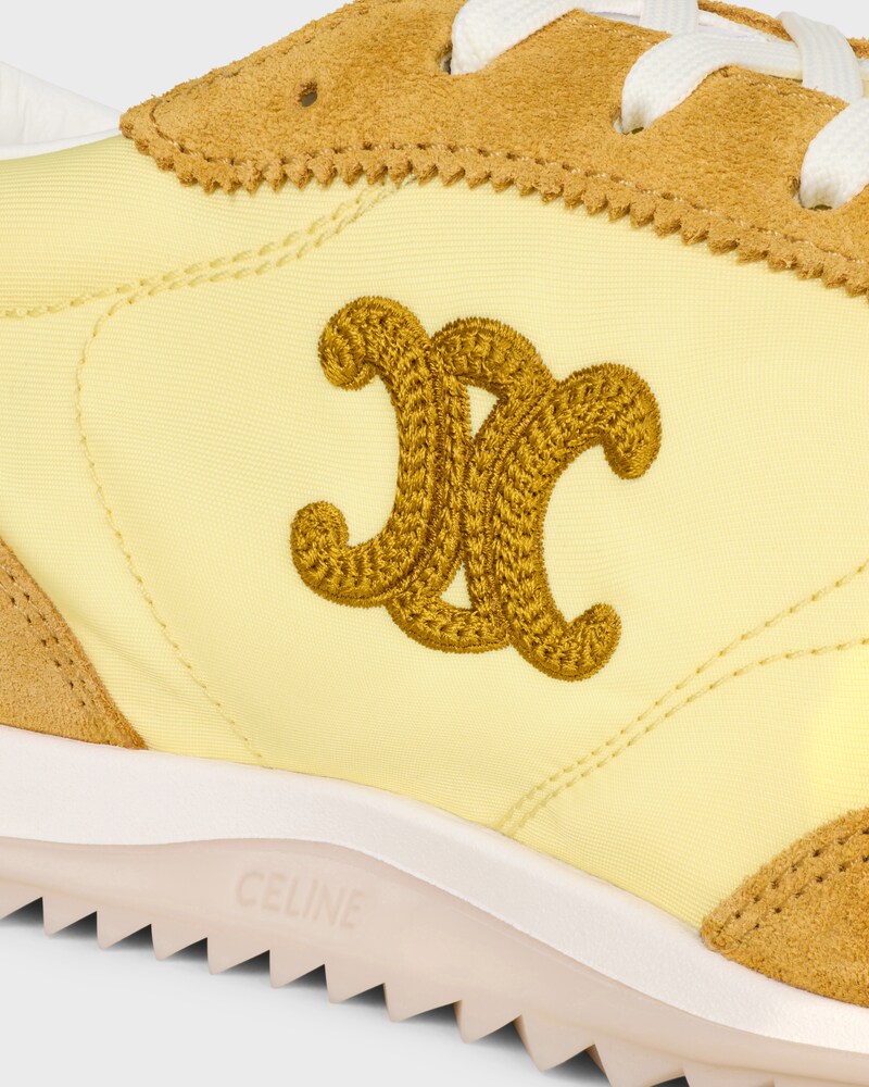 SNEAKER RACER EN NYLON, CUIR DE VEAU VELOURS ET CUIR DE VEAU - OCRE / JAUNE CLAIR -  - 1 | CELINE