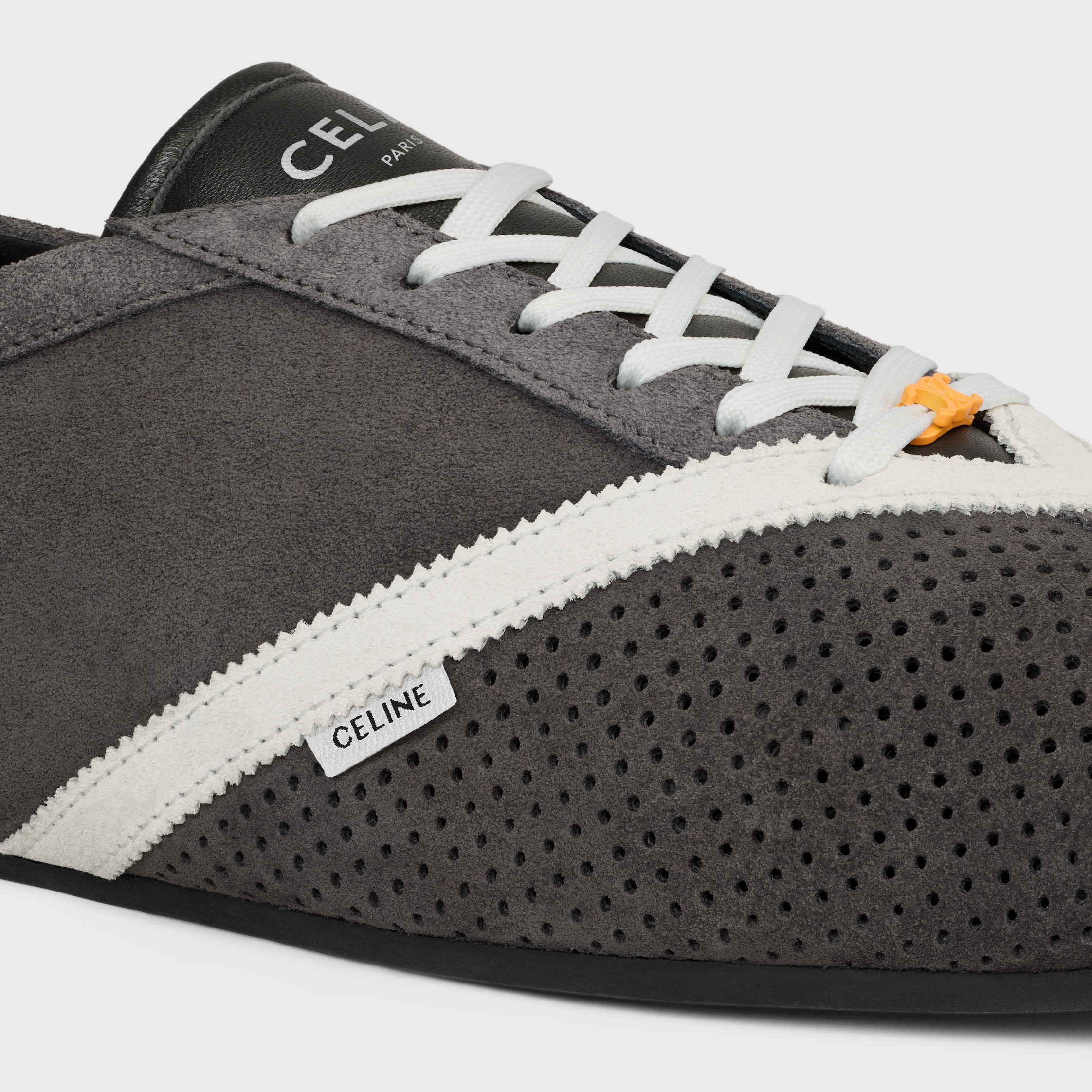 エルセーヌ　SKIN＆CELFREE THE FLAT SNEAKER IN SUEDE CALFSKIN AND LAMBSKIN - GREY / WHITE