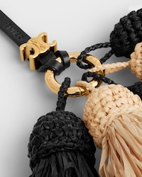 MULTI POMPON CHARM IN RAFFIA AND SMOOTH LAMBSKIN - NATURAL / BLACK - ACCESSORIES - 2 | CELINE