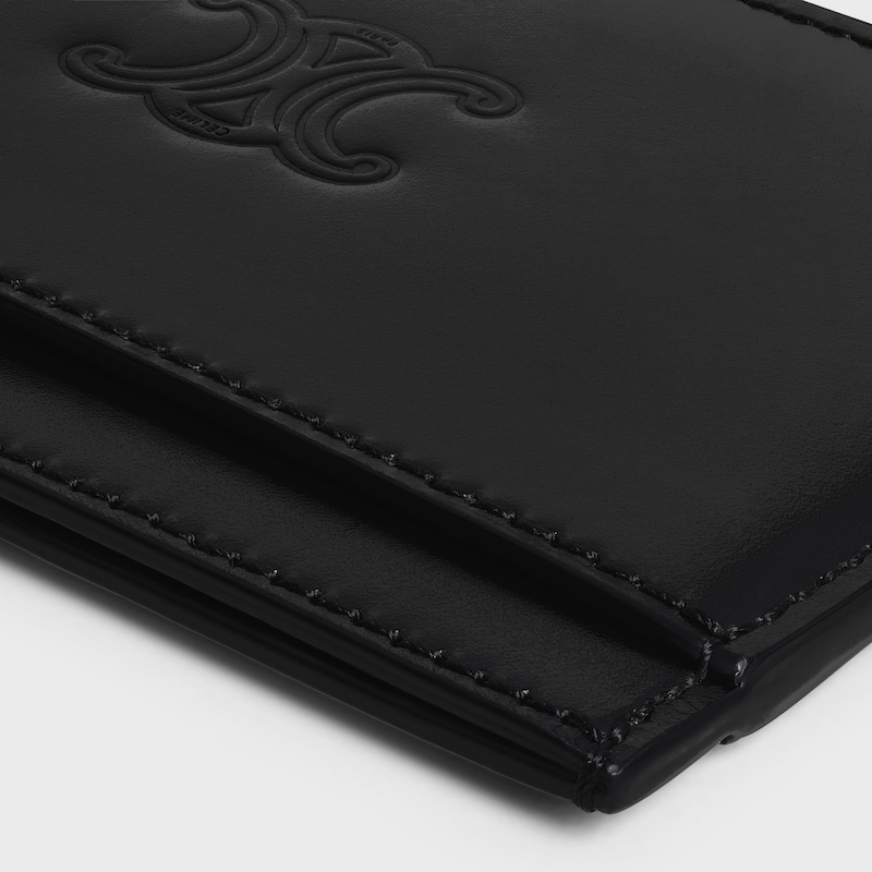 Card holder in Satinated calfskin with triomphe embossed - BLACK - GIFT FINDER - 1 | CELINE