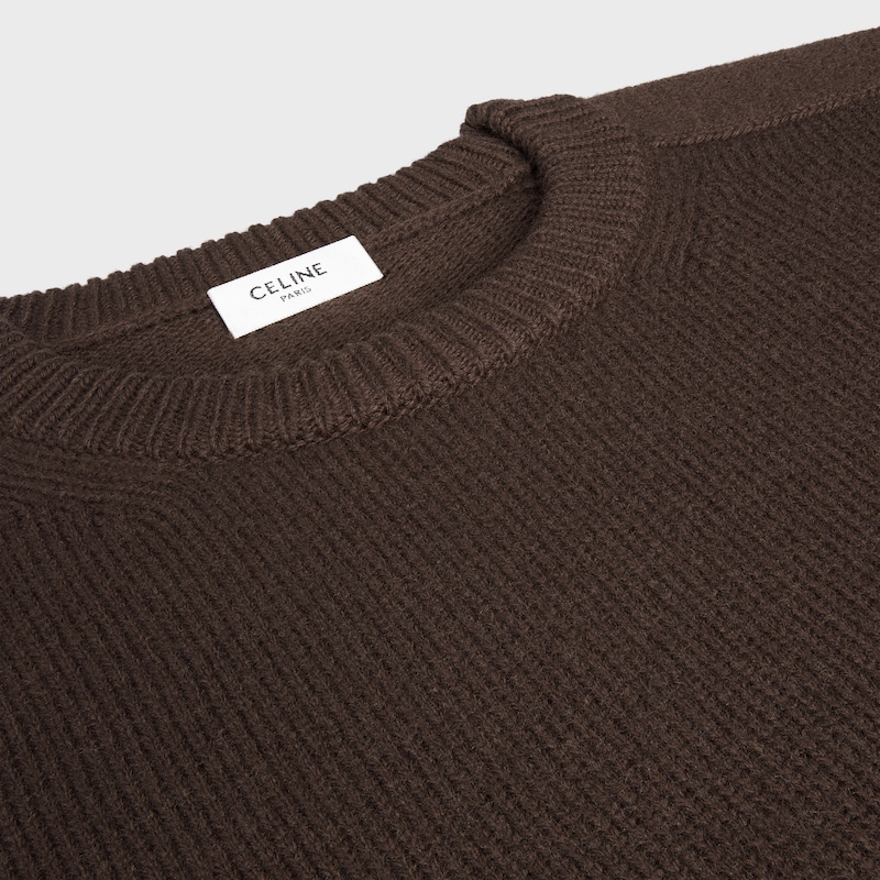 crew neck sweater IN WOOL AND CASHMERE - BROWN -  - 1 | CELINE