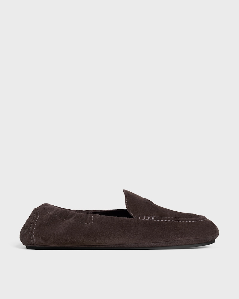 ADAM LOAFER IN SUEDE CALFSKIN - DARK BROWN -  - 1 | CELINE