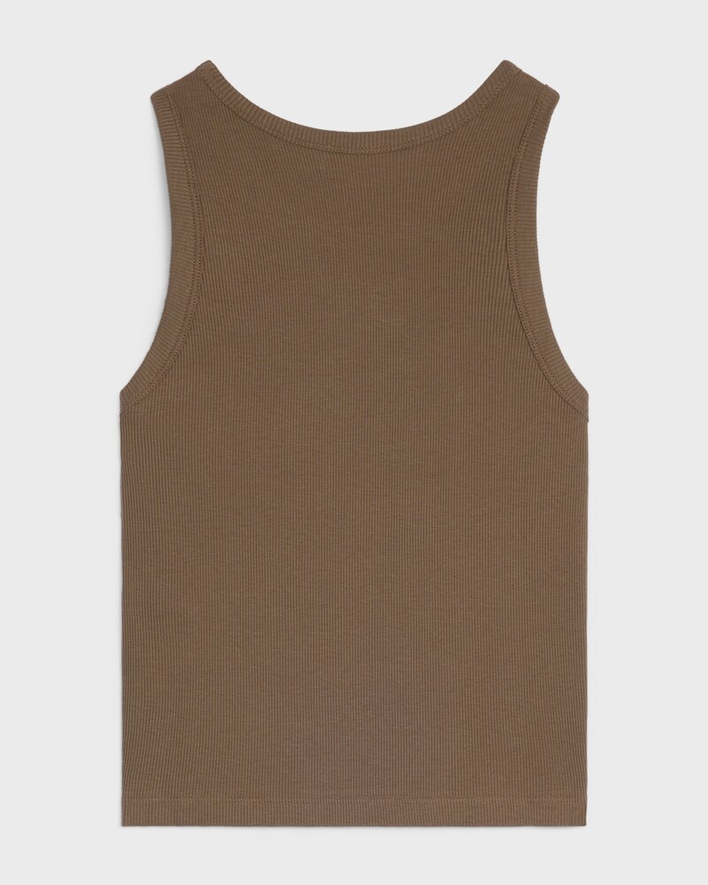 triomphe tank top IN ribbed cotton - GLAZED BROWN -  - 1 | CELINE