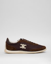 RACER SNEAKER IN NYLON, SUEDE AND LEATHER - DARK BROWN -  - 1 | CELINE
