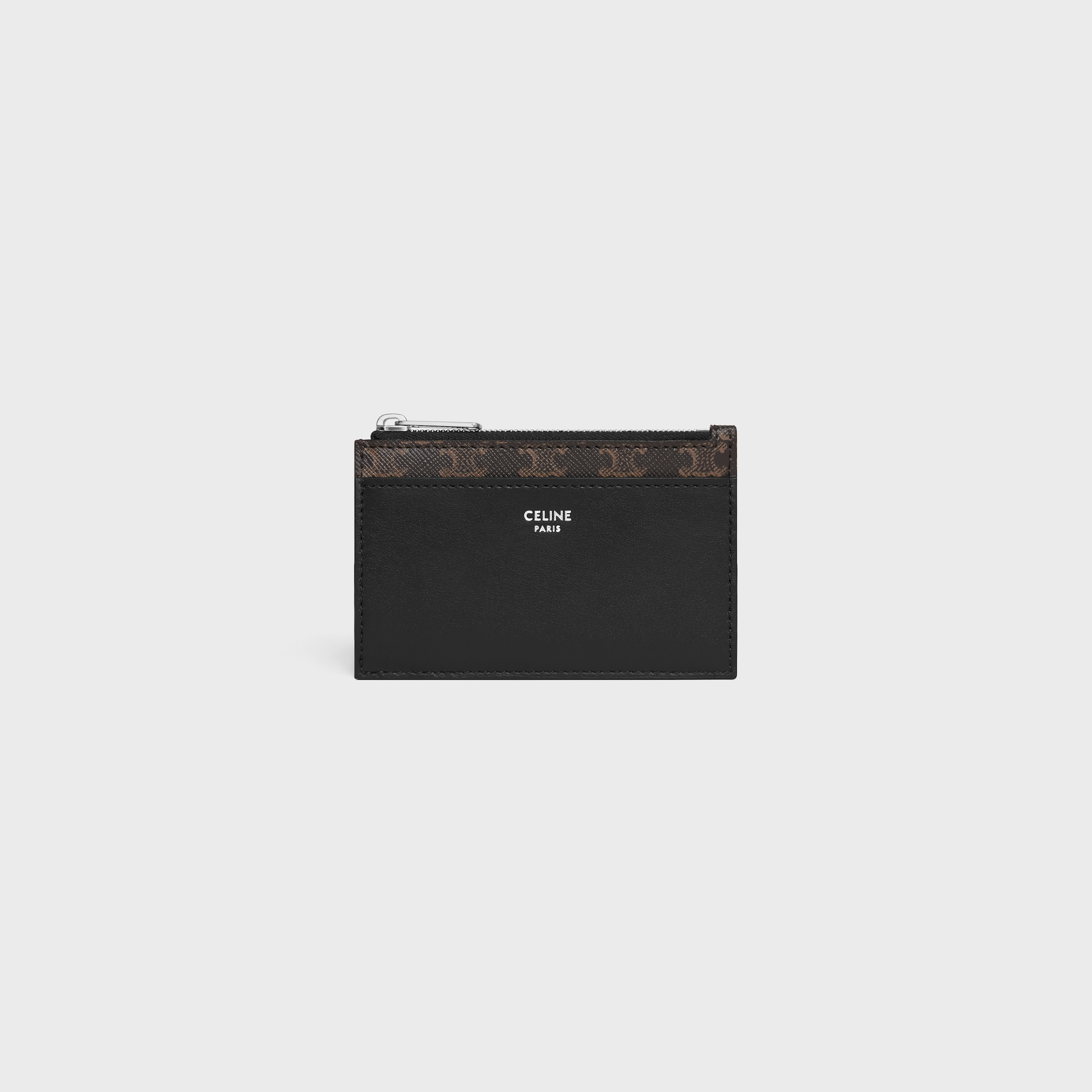 CELINE Zipped Card Holder IN Triomphe Canvas and lambskin