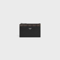 Zipped Card Holder IN Triomphe Canvas and lambskin - BLACK - COIN HOLDERS - 1 | CELINE
