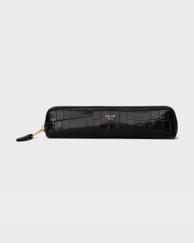 Pencil case in Niloticus Crocodile - BLACK - STATIONERY - 1 | CELINE