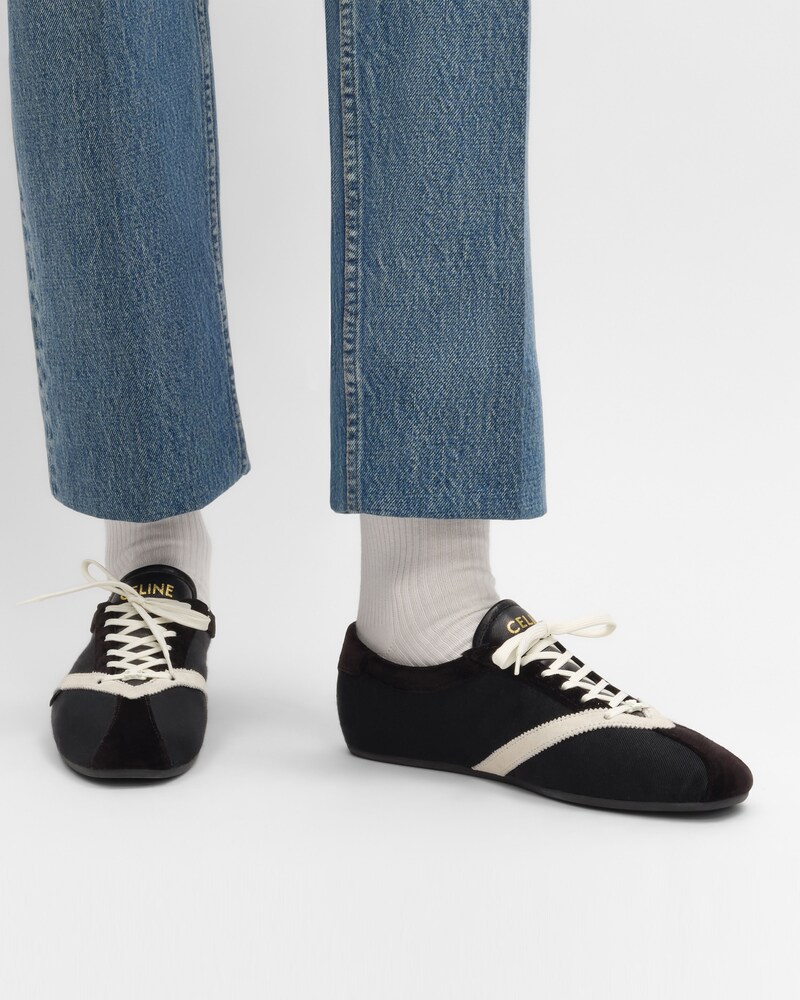 THE FLAT SNEAKER EN GROS GRAIN, VELOURS, CUIR DE VEAU VELOURS ET CUIR D'AGNEAU - NOIR/BLANC -  - 1 | CELINE