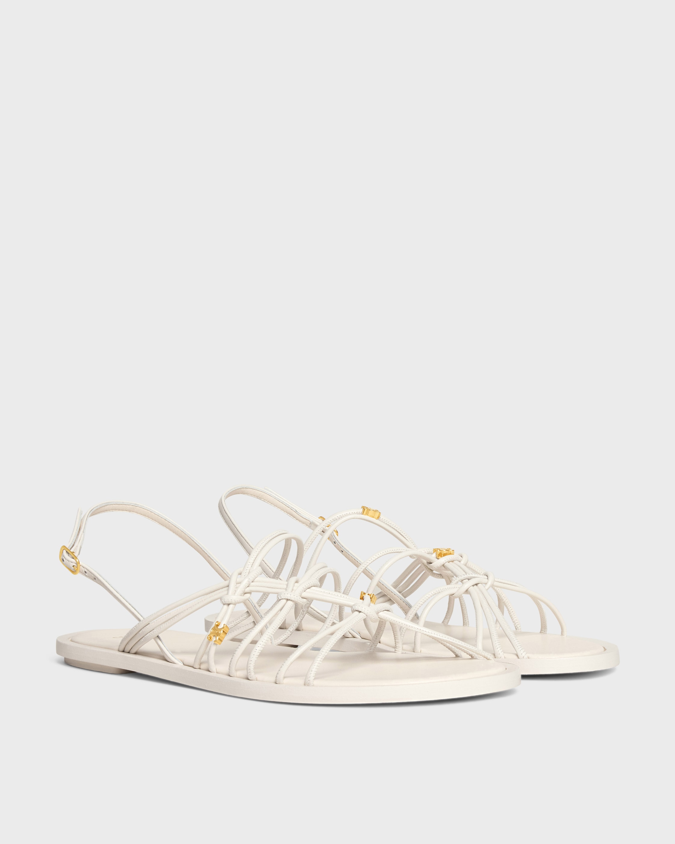 KNOTS TRIOMPHE FLAT SANDAL IN GOATSKIN - CHALK | CELINE