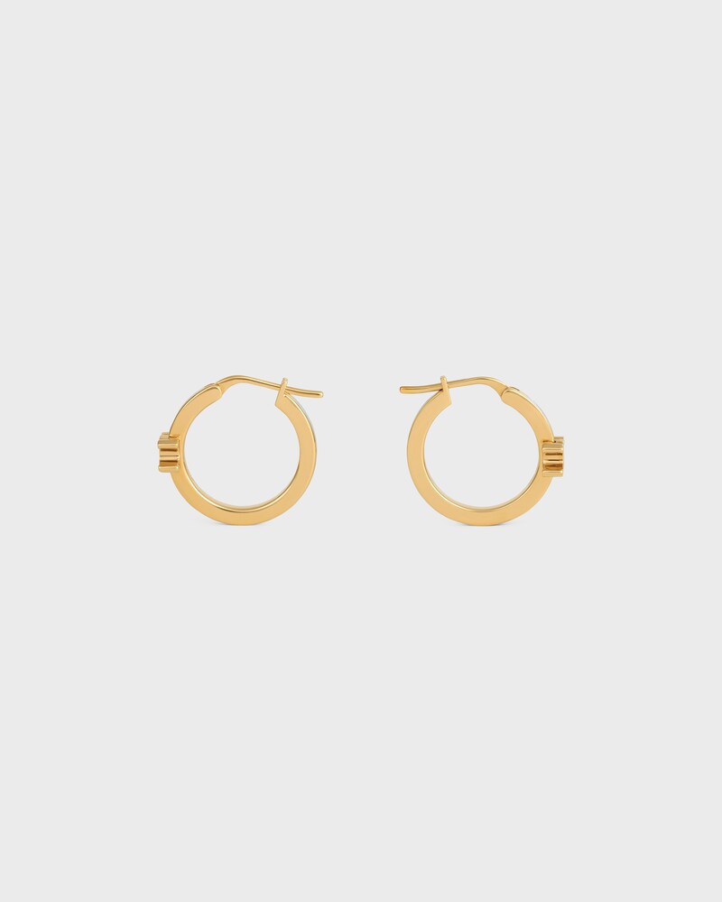 Triomphe Hoops in Enamel and Brass with Gold Finish - LIGHT BLUE/GOLD - EARRINGS - 1 | CELINE