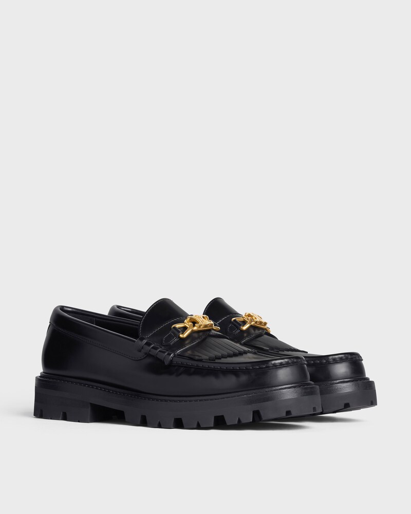 MARGARET LOAFER WITH TRIOMPHE in POLISHED BULL - BLACK -  - 1 | CELINE