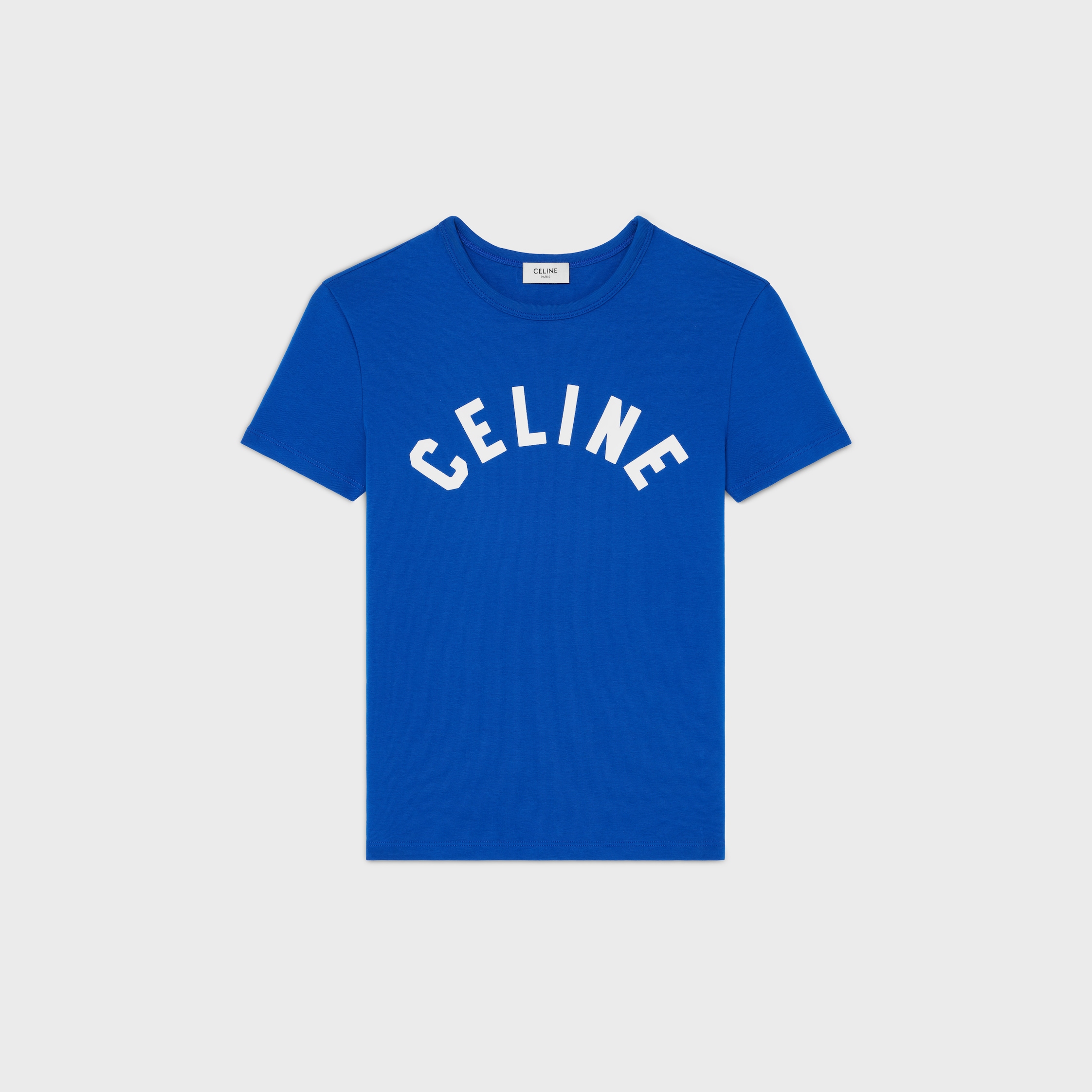 CELINE Tシャツ S t-shirt IN RIBBED COTTON JERSEY - BLEU KLEIN / WHITE | CELINE
