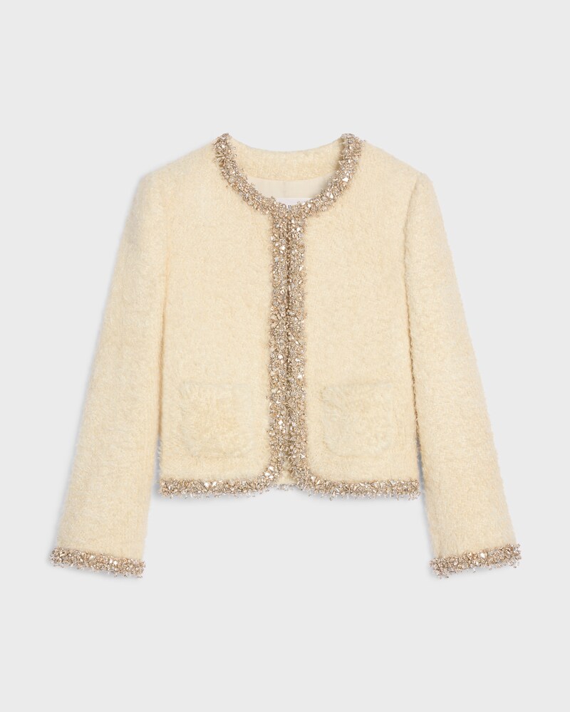 embroidered chelsea jacket IN silk natté - CHARDONNAY -  - 1 | CELINE