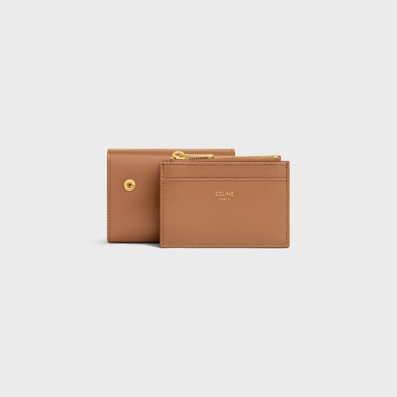 COMPACT WALLET WITH COIN TRIOMPHE in Shiny calfskin - BRONZE - COIN HOLDERS - 1 | CELINE